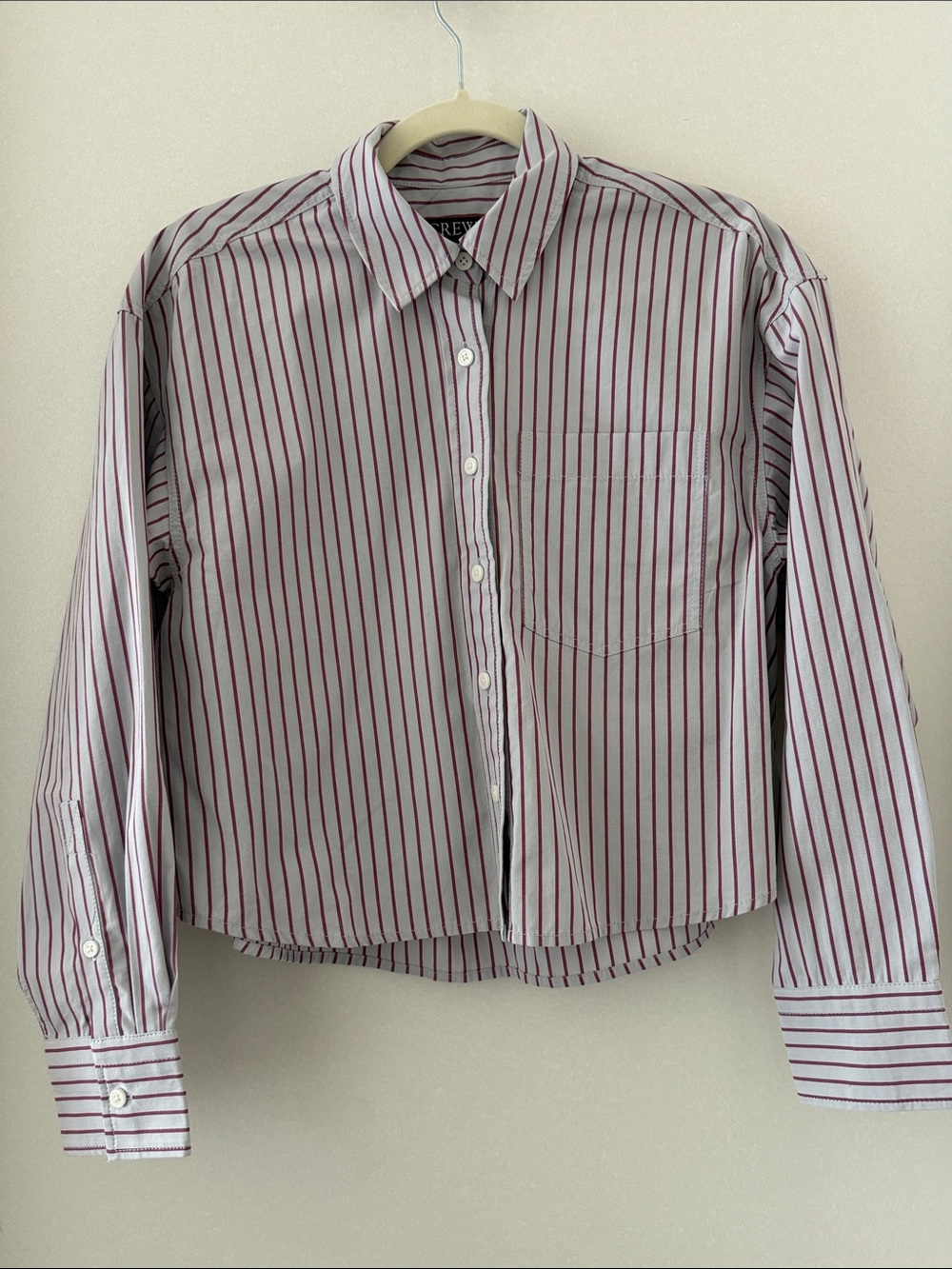 J. Crew Women's White Button-Down Shirt with Stripes